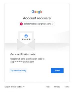 Confirm your recovery email and press Send to have the code sent there.